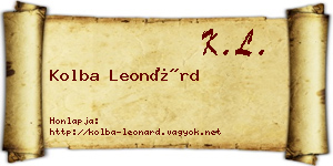 Kolba Leonárd névjegykártya